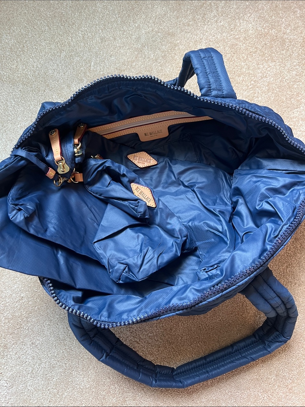 NWT MZ Wallace Quilted Navy and Black Large Sutton Tote - Picture 4 of 5